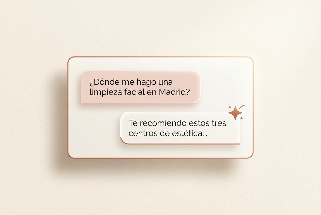 Asistente de IA recomendando centros de estética en una conversación