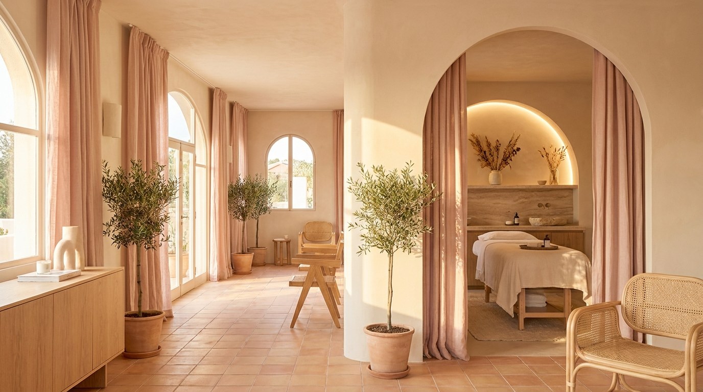 Salón de estética elegante con luz cálida